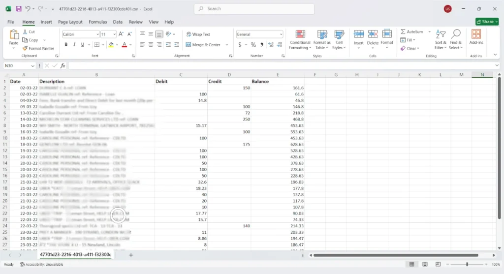 Downloaded Excel file
