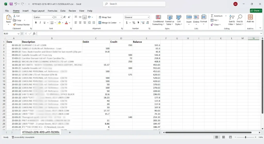 Exported Excel