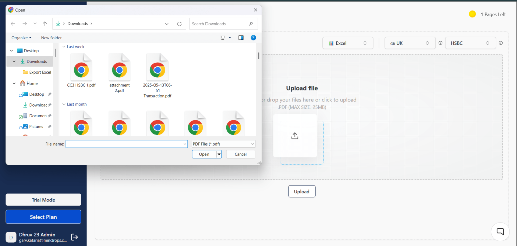 Upload Your Bank Statement PDF