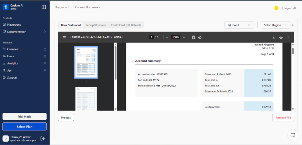 uploaded file on dashboard